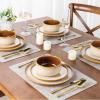 imageLERATIO Ceramic Plates Set of 6 85 Inch Reactive Glaze Light Weight Porcelain Salad PlatesModern Shape Dinnerware Dishes Set for KitchenMicrowaveampampDishwasherampampOven Safe Scratch ResistantReactiveKahki