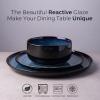 imageLERATIO Ceramic Plates Set of 6 85 Inch Reactive Glaze Light Weight Porcelain Salad PlatesModern Shape Dinnerware Dishes Set for KitchenMicrowaveampampDishwasherampampOven Safe Scratch ResistantReactiveBlue