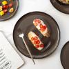 imageLERATIO Ceramic Plates Set of 6 85 Inch Reactive Glaze Light Weight Porcelain Salad PlatesModern Shape Dinnerware Dishes Set for KitchenMicrowaveampampDishwasherampampOven Safe Scratch ResistantReactiveChestnut