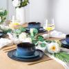 imageLERATIO Ceramic Plates Set of 6 85 Inch Reactive Glaze Light Weight Porcelain Salad PlatesModern Shape Dinnerware Dishes Set for KitchenMicrowaveampampDishwasherampampOven Safe Scratch ResistantReactiveBlue