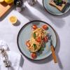 imageLERATIO Ceramic Plates Set of 6 85 Inch Reactive Glaze Light Weight Porcelain Salad PlatesModern Shape Dinnerware Dishes Set for KitchenMicrowaveampampDishwasherampampOven Safe Scratch ResistantReactiveGray White