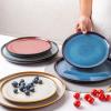 imageLERATIO Ceramic Plates Set of 6 85 Inch Reactive Glaze Light Weight Porcelain Salad PlatesModern Shape Dinnerware Dishes Set for KitchenMicrowaveampampDishwasherampampOven Safe Scratch ResistantReactiveColorful