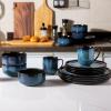 imageLERATIO Ceramic Plates Set of 6 85 Inch Reactive Glaze Light Weight Porcelain Salad PlatesModern Shape Dinnerware Dishes Set for KitchenMicrowaveampampDishwasherampampOven Safe Scratch ResistantReactiveBlue