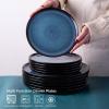imageLERATIO Ceramic Plates Set of 6 85 Inch Reactive Glaze Light Weight Porcelain Salad PlatesModern Shape Dinnerware Dishes Set for KitchenMicrowaveampampDishwasherampampOven Safe Scratch ResistantReactiveBlue