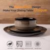 imageLERATIO Ceramic Plates Set of 6 85 Inch Reactive Glaze Light Weight Porcelain Salad PlatesModern Shape Dinnerware Dishes Set for KitchenMicrowaveampampDishwasherampampOven Safe Scratch ResistantReactiveChestnut