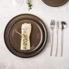 imageLERATIO Ceramic Plates Set of 6 85 Inch Reactive Glaze Light Weight Porcelain Salad PlatesModern Shape Dinnerware Dishes Set for KitchenMicrowaveampampDishwasherampampOven Safe Scratch ResistantReactiveChestnut