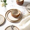 imageLERATIO Ceramic Plates Set of 6 85 Inch Reactive Glaze Light Weight Porcelain Salad PlatesModern Shape Dinnerware Dishes Set for KitchenMicrowaveampampDishwasherampampOven Safe Scratch ResistantReactiveKahki