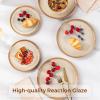 imageLERATIO Ceramic Plates Set of 6 85 Inch Reactive Glaze Light Weight Porcelain Salad PlatesModern Shape Dinnerware Dishes Set for KitchenMicrowaveampampDishwasherampampOven Safe Scratch ResistantReactiveKahki