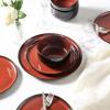 imageLERATIO Ceramic Plates Set of 6 85 Inch Reactive Glaze Light Weight Porcelain Salad PlatesModern Shape Dinnerware Dishes Set for KitchenMicrowaveampampDishwasherampampOven Safe Scratch ResistantReactiveRed