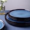 imageLERATIO Ceramic Plates Set of 6 85 Inch Reactive Glaze Light Weight Porcelain Salad PlatesModern Shape Dinnerware Dishes Set for KitchenMicrowaveampampDishwasherampampOven Safe Scratch ResistantReactiveBlue