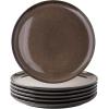 imageLERATIO Ceramic Plates Set of 6 85 Inch Reactive Glaze Light Weight Porcelain Salad PlatesModern Shape Dinnerware Dishes Set for KitchenMicrowaveampampDishwasherampampOven Safe Scratch ResistantReactiveChestnut