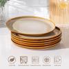 imageLERATIO Ceramic Plates Set of 6 85 Inch Reactive Glaze Light Weight Porcelain Salad PlatesModern Shape Dinnerware Dishes Set for KitchenMicrowaveampampDishwasherampampOven Safe Scratch ResistantReactiveKahki