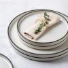 imageLERATIO Ceramic Plates80 Inch Flat Salad Plates Set of 6High Edge Modern plates for KitchenMicrowave ampamp Dishwasher ampamp Oven Safe Scratch Resistant Dishes SetMatte White with RimDusted WhiteBlack Rim