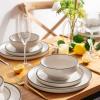 imageLERATIO Ceramic Plates80 Inch Flat Salad Plates Set of 6High Edge Modern plates for KitchenMicrowave ampamp Dishwasher ampamp Oven Safe Scratch Resistant Dishes SetMatte White with RimDusted WhiteBlack Rim