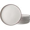 imageLERATIO Ceramic Plates80 Inch Flat Salad Plates Set of 6High Edge Modern plates for KitchenMicrowave ampamp Dishwasher ampamp Oven Safe Scratch Resistant Dishes SetMatte White with RimDusted WhiteCoffee Rim
