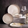 imageLERATIO Ceramic Plates80 Inch Flat Salad Plates Set of 6High Edge Modern plates for KitchenMicrowave ampamp Dishwasher ampamp Oven Safe Scratch Resistant Dishes SetMatte White with RimDusted WhiteBlack Rim