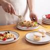 imageLERATIO Ceramic Plates80 Inch Flat Salad Plates Set of 6High Edge Modern plates for KitchenMicrowave ampamp Dishwasher ampamp Oven Safe Scratch Resistant Dishes SetMatte White with RimDusted WhiteBlack Rim