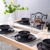 imageLERATIO Ceramic Plates80 Inch Flat Salad Plates Set of 6High Edge Modern plates for KitchenMicrowave ampamp Dishwasher ampamp Oven Safe Scratch Resistant Dishes SetMatte White with RimRoasted SesameBrown Rim