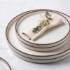 imageLERATIO Ceramic Plates80 Inch Flat Salad Plates Set of 6High Edge Modern plates for KitchenMicrowave ampamp Dishwasher ampamp Oven Safe Scratch Resistant Dishes SetMatte White with RimDusted WhiteCoffee Rim