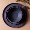imageLERATIO Ceramic Plates80 Inch Flat Salad Plates Set of 6High Edge Modern plates for KitchenMicrowave ampamp Dishwasher ampamp Oven Safe Scratch Resistant Dishes SetMatte White with RimRoasted SesameBrown Rim