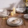 imageLERATIO Ceramic Plates80 Inch Flat Salad Plates Set of 6High Edge Modern plates for KitchenMicrowave ampamp Dishwasher ampamp Oven Safe Scratch Resistant Dishes SetMatte White with RimDusted WhiteCoffee Rim