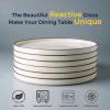 imageLERATIO Ceramic Plates80 Inch Flat Salad Plates Set of 6High Edge Modern plates for KitchenMicrowave ampamp Dishwasher ampamp Oven Safe Scratch Resistant Dishes SetMatte White with RimDusted WhiteBlack Rim