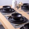 imageLERATIO Ceramic Plates80 Inch Flat Salad Plates Set of 6High Edge Modern plates for KitchenMicrowave ampamp Dishwasher ampamp Oven Safe Scratch Resistant Dishes SetMatte White with RimRoasted SesameBrown Rim