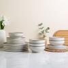 imageLERATIO Ceramic Plates80 Inch Flat Salad Plates Set of 6High Edge Modern plates for KitchenMicrowave ampamp Dishwasher ampamp Oven Safe Scratch Resistant Dishes SetMatte White with RimDusted WhiteBlack Rim