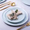 imageLERATIO Ceramic Plates80 inch Salad Plates Set of 6Handmade Porcelain Plates for kitchen with Wavy EdgeMicrowave ampamp Dishwasher ampamp Oven SafeLight weight ampamp Scratch Resistant DishesWhiteSea WaveLight Blue