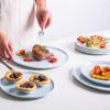 imageLERATIO Ceramic Plates80 inch Salad Plates Set of 6Handmade Porcelain Plates for kitchen with Wavy EdgeMicrowave ampamp Dishwasher ampamp Oven SafeLight weight ampamp Scratch Resistant DishesWhiteSea WaveLight Blue