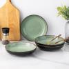 imageLERATIO Pasta BowlsCeramic 38oz Pasta Bowls90quot Reactive Glaze Pasta Bowl Set of 4Microwave ampamp DishwasherOven SafeLarge Wide Serving Bowls for Salad Dessert PizzaScratch ResistantChestnutLight Green