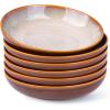 imageLERATIO Pasta BowlsCeramic 38oz Pasta Bowls90quot Reactive Glaze Pasta Bowl Set of 4Microwave ampamp DishwasherOven SafeLarge Wide Serving Bowls for Salad Dessert PizzaScratch ResistantChestnutKhaki