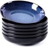 imageLERATIO Pasta BowlsCeramic 38oz Pasta Bowls90quot Reactive Glaze Pasta Bowl Set of 4Microwave ampamp DishwasherOven SafeLarge Wide Serving Bowls for Salad Dessert PizzaScratch ResistantChestnutBlue