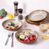 imageLERATIO Pasta BowlsCeramic 38oz Pasta Bowls90quot Reactive Glaze Pasta Bowl Set of 4Microwave ampamp DishwasherOven SafeLarge Wide Serving Bowls for Salad Dessert PizzaScratch ResistantChestnutKhaki