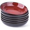 imageLERATIO Pasta BowlsCeramic 38oz Pasta Bowls90quot Reactive Glaze Pasta Bowl Set of 4Microwave ampamp DishwasherOven SafeLarge Wide Serving Bowls for Salad Dessert PizzaScratch ResistantChestnutRed