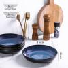 imageLERATIO Pasta BowlsCeramic 38oz Pasta Bowls90quot Reactive Glaze Pasta Bowl Set of 4Microwave ampamp DishwasherOven SafeLarge Wide Serving Bowls for Salad Dessert PizzaScratch ResistantChestnutBlue