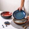 imageLERATIO Pasta BowlsCeramic 38oz Pasta Bowls90quot Reactive Glaze Pasta Bowl Set of 4Microwave ampamp DishwasherOven SafeLarge Wide Serving Bowls for Salad Dessert PizzaScratch ResistantChestnutColorful