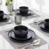 imageLERATIO Stoneware Dinnerware Sets for 4Handcarft Ceramic Plates and Bowls SetsChip and Scratch Resistant Dishes Dishwasher ampamp Microwave Safe Oven safeReactive GlazeSpeckled AshenBlack