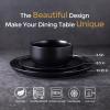 imageLERATIO Stoneware Dinnerware Sets for 4Handcarft Ceramic Plates and Bowls SetsChip and Scratch Resistant Dishes Dishwasher ampamp Microwave Safe Oven safeReactive GlazeSpeckled AshenBlack
