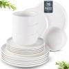 imageLERATIO Stoneware Dinnerware Sets for 4Handcarft Ceramic Plates and Bowls SetsChip and Scratch Resistant Dishes Dishwasher ampamp Microwave Safe Oven safeReactive GlazeSpeckled AshenWhite
