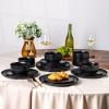 imageLERATIO Stoneware Dinnerware Sets for 4Handcarft Ceramic Plates and Bowls SetsChip and Scratch Resistant Dishes Dishwasher ampamp Microwave Safe Oven safeReactive GlazeSpeckled AshenBlack
