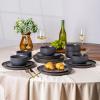 imageLERATIO Stoneware Dinnerware Sets for 4Handcarft Ceramic Plates and Bowls SetsChip and Scratch Resistant Dishes Dishwasher ampamp Microwave Safe Oven safeReactive GlazeSpeckled AshenSpecked Ashen