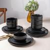 imageLERATIO Stoneware Dinnerware Sets for 4Handcarft Ceramic Plates and Bowls SetsChip and Scratch Resistant Dishes Dishwasher ampamp Microwave Safe Oven safeReactive GlazeSpeckled AshenBlack