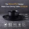 imageLERATIO Stoneware Dinnerware Sets for 4Handcarft Ceramic Plates and Bowls SetsChip and Scratch Resistant Dishes Dishwasher ampamp Microwave Safe Oven safeReactive GlazeSpeckled AshenBlack