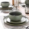 imageLERATIO Stoneware Dinnerware Sets for 4Handcarft Ceramic Plates and Bowls SetsChip and Scratch Resistant Dishes Dishwasher ampamp Microwave Safe Oven safeReactive GlazeSpeckled AshenGreen