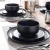 imageLERATIO Stoneware Dinnerware Sets for 4Handcarft Ceramic Plates and Bowls SetsChip and Scratch Resistant Dishes Dishwasher ampamp Microwave Safe Oven safeReactive GlazeSpeckled AshenBlack