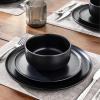 imageLERATIO Stoneware Dinnerware Sets for 4Handcarft Ceramic Plates and Bowls SetsChip and Scratch Resistant Dishes Dishwasher ampamp Microwave Safe Oven safeReactive GlazeSpeckled AshenBlack