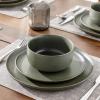 imageLERATIO Stoneware Dinnerware Sets for 4Handcarft Ceramic Plates and Bowls SetsChip and Scratch Resistant Dishes Dishwasher ampamp Microwave Safe Oven safeReactive GlazeSpeckled AshenGreen
