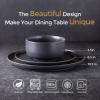 imageLERATIO Stoneware Dinnerware Sets for 4Handcarft Ceramic Plates and Bowls SetsChip and Scratch Resistant Dishes Dishwasher ampamp Microwave Safe Oven safeReactive GlazeSpeckled AshenSpecked Ashen