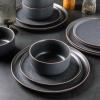 imageLERATIO Stoneware Dinnerware Sets for 4Handcarft Ceramic Plates and Bowls SetsChip and Scratch Resistant Dishes Dishwasher ampamp Microwave Safe Oven safeReactive GlazeSpeckled AshenSpecked Ashen